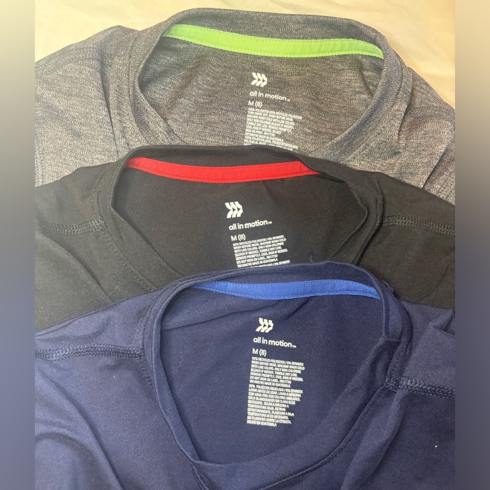 Bundle of THREE Target All in Motion boys shirts. Size M.